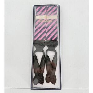 NEW Brooks Brothers Mens 100% Silk Adjustable Suspenders Striped Pink Navy